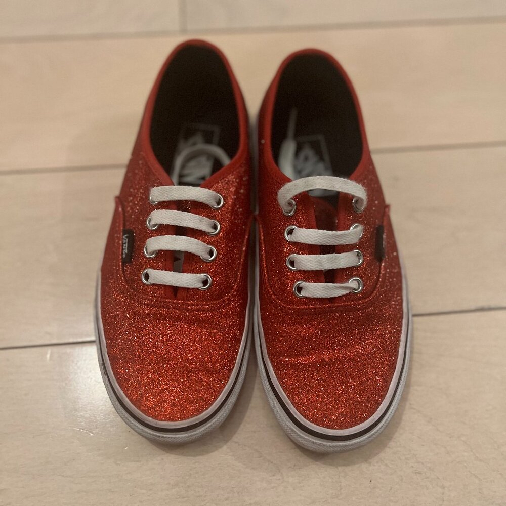 Worn ruby red Vans. women’s 6.5. smoke free home.